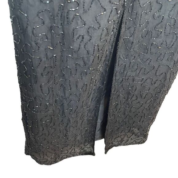 Brillante By JA Vintage Black Silk Sequin Maxi Dress Women’s Size 8 - Picture 8 of 11